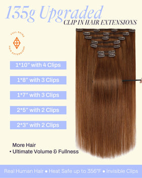 Full Shine Copper Brown Hair Clip in Extensions packaging