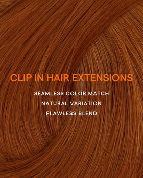 Full Shine Copper Clip-in Hair Extensions with styling tools