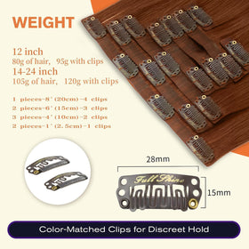 Full Shine Copper Red Clip-in Hair Extensions displayed with packaging