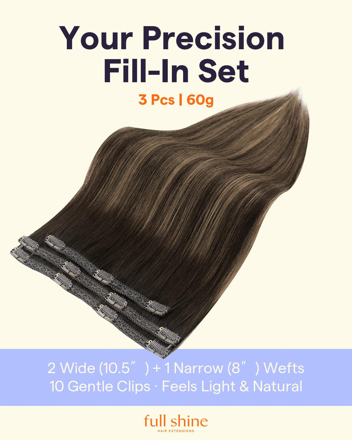 Full Shine Dark Brown Balayage Clip in Extensions packaging