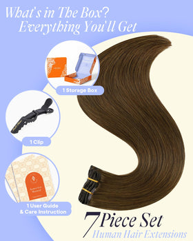 Full Shine Dark Brown Clip in Hair Extensions 18 Inch on model