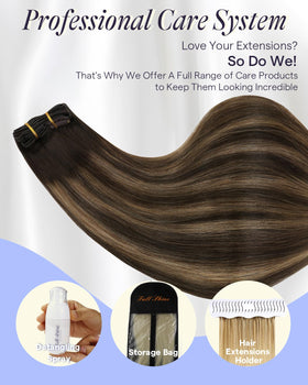 Full Shine Dark Brown Clip in Hair Extensions 22 Inch back view