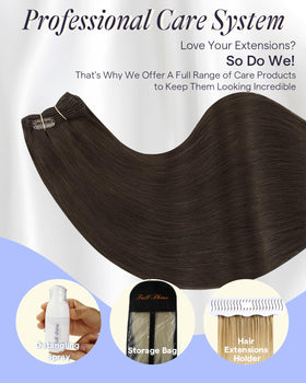 Full Shine Dark Brown Clip in Hair Extensions back view