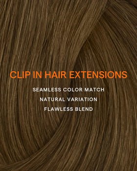 Full Shine extensions displayed with hair styling tools