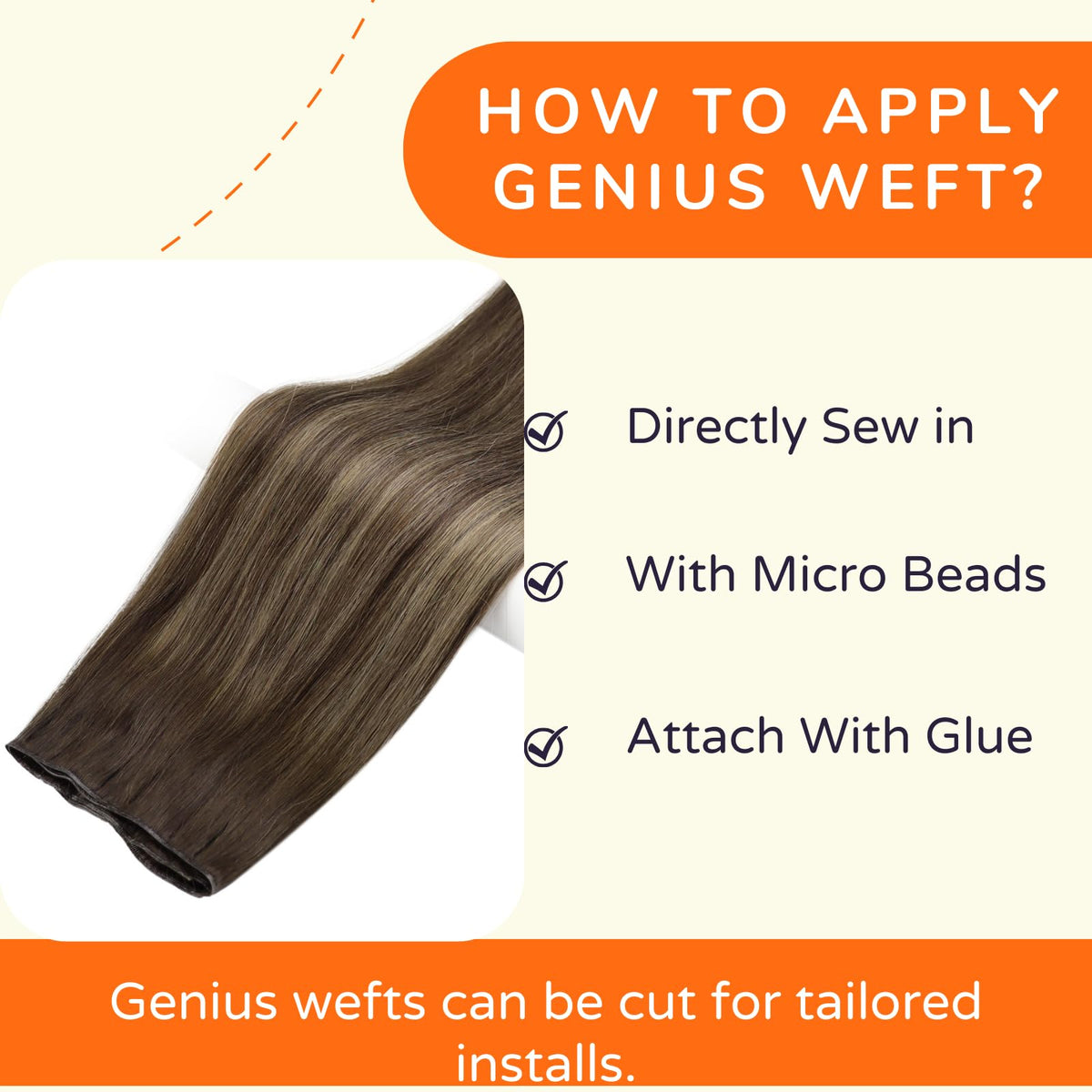 Full Shine Genius Weft Extensions 22 Inch in natural light