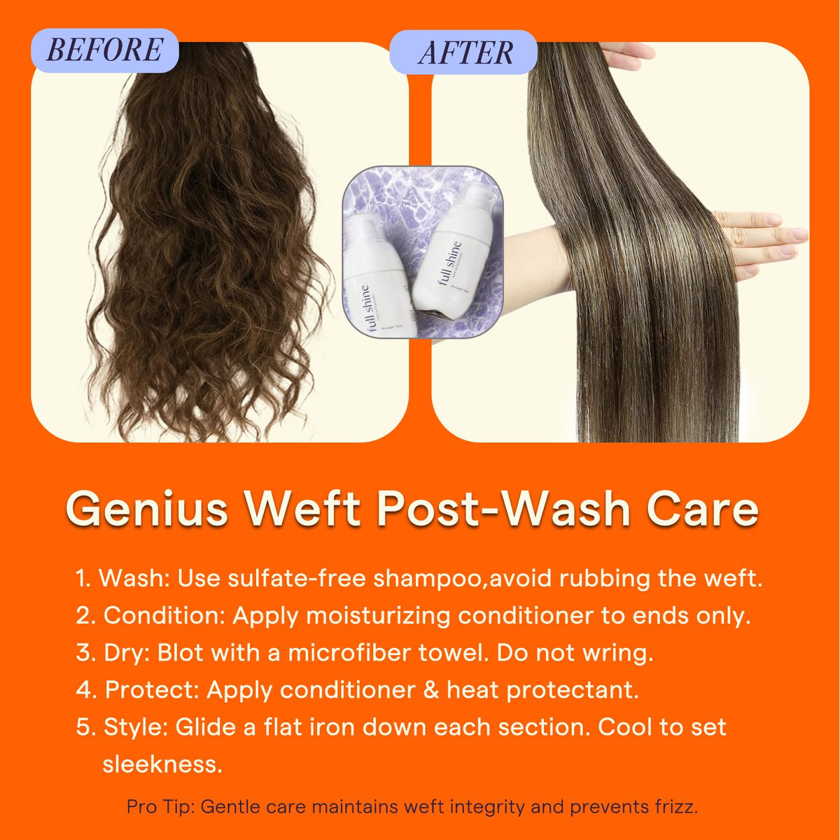 Full Shine Genius Weft Extensions 22 Inch on a mannequin