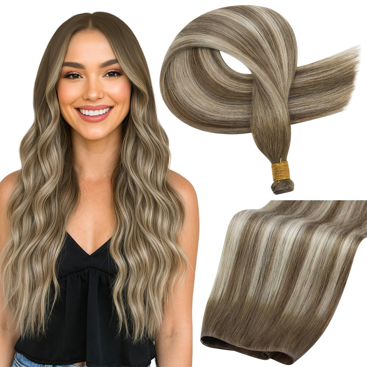Full Shine Genius Weft Hair Extensions 14 Inch front view