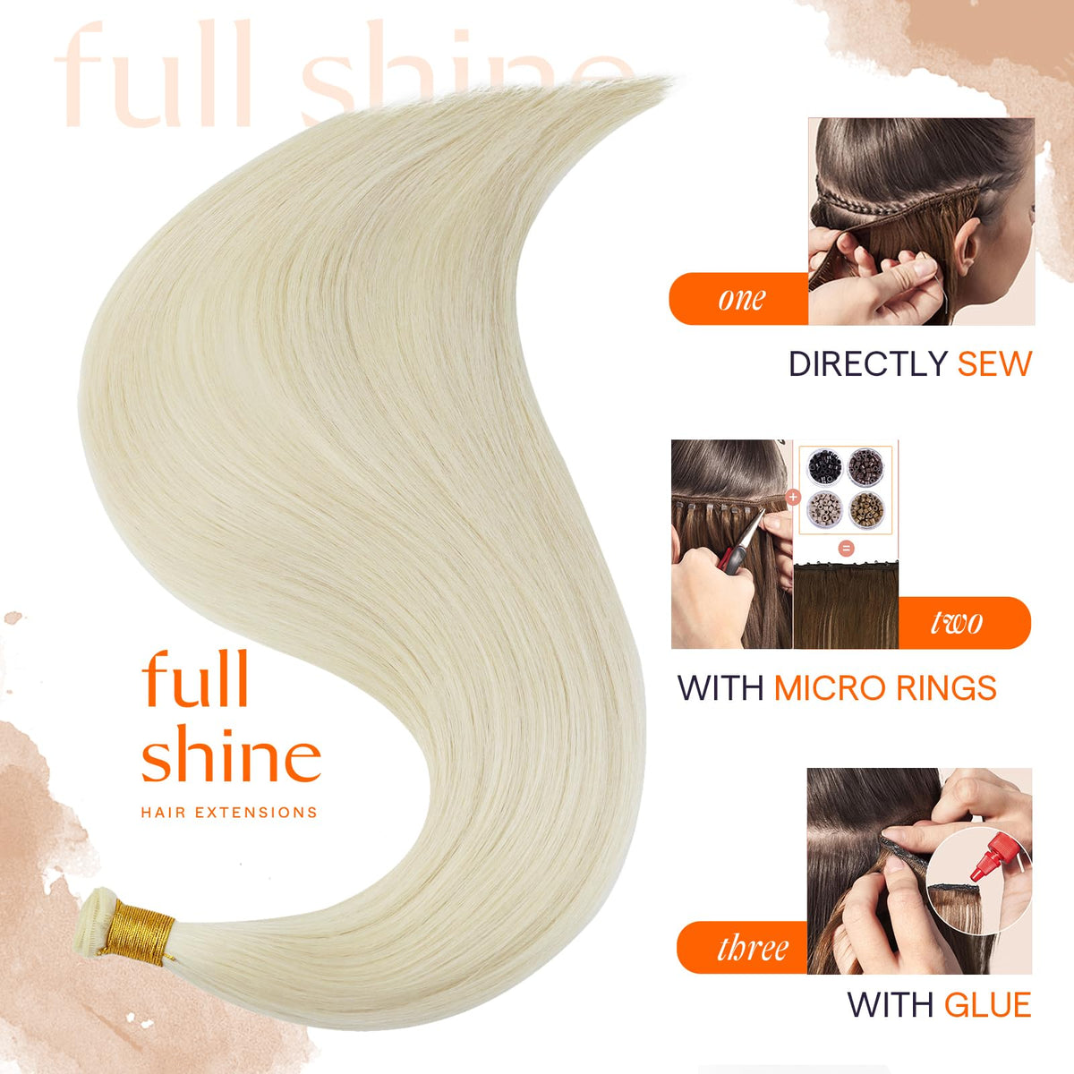 Full Shine Genius Weft Hair Extensions 18 Inch close-up of weft