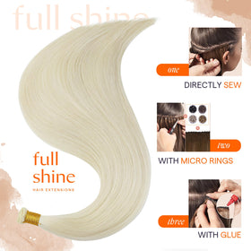 Full Shine Genius Weft Hair Extensions 18 Inch close-up of weft