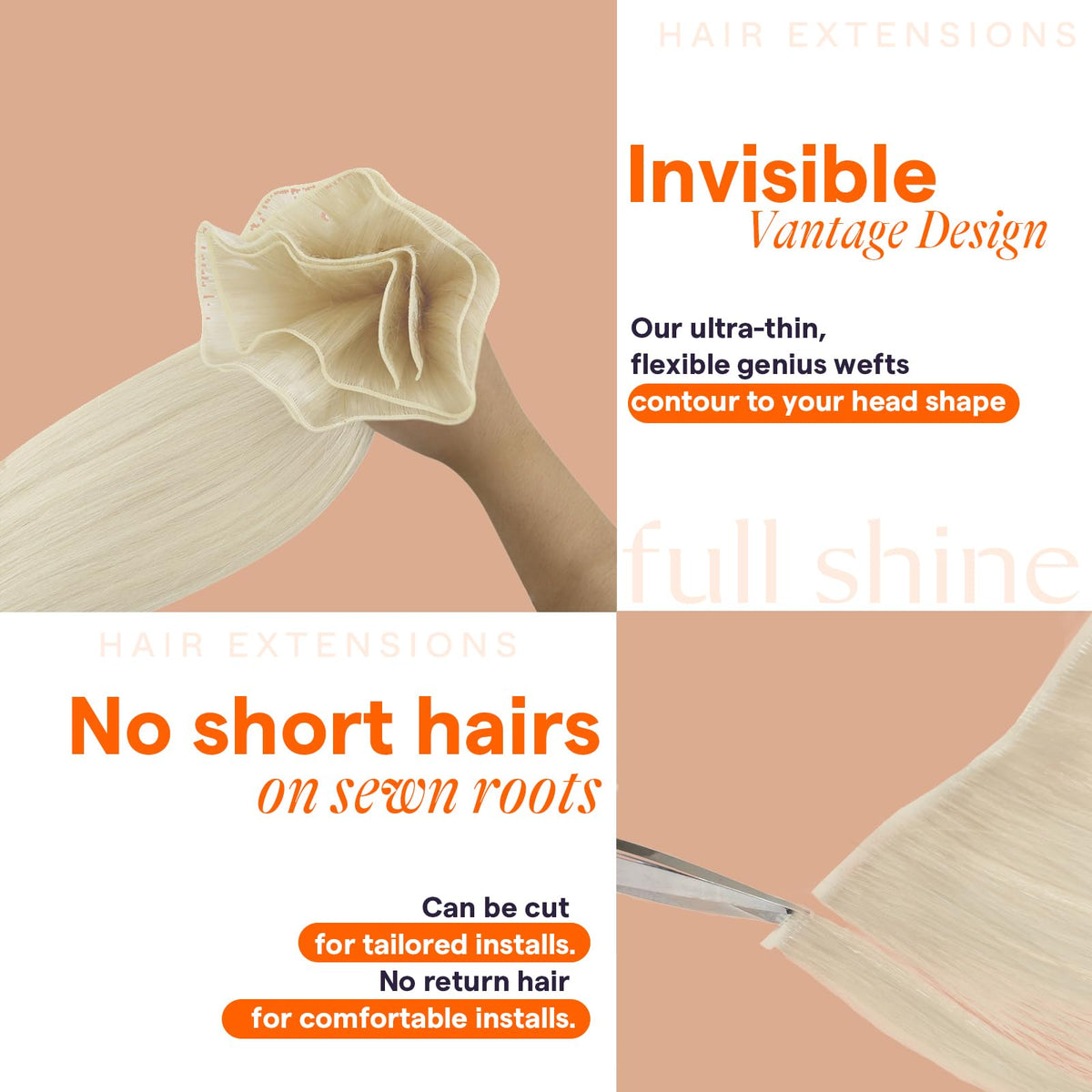 Full Shine Genius Weft Hair Extensions 18 Inch on model