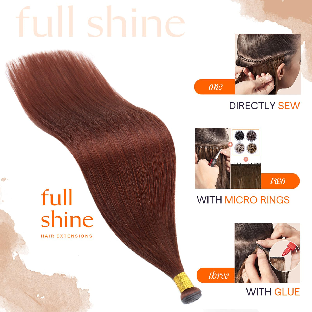 Full Shine Genius Weft Hair Extensions 20 Inch close-up of weft