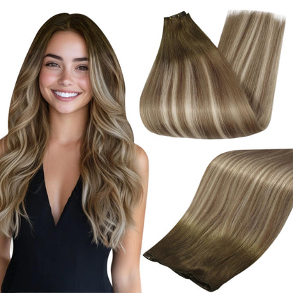 Full Shine Genius Weft Hair Extensions 22 Inch 80g front view