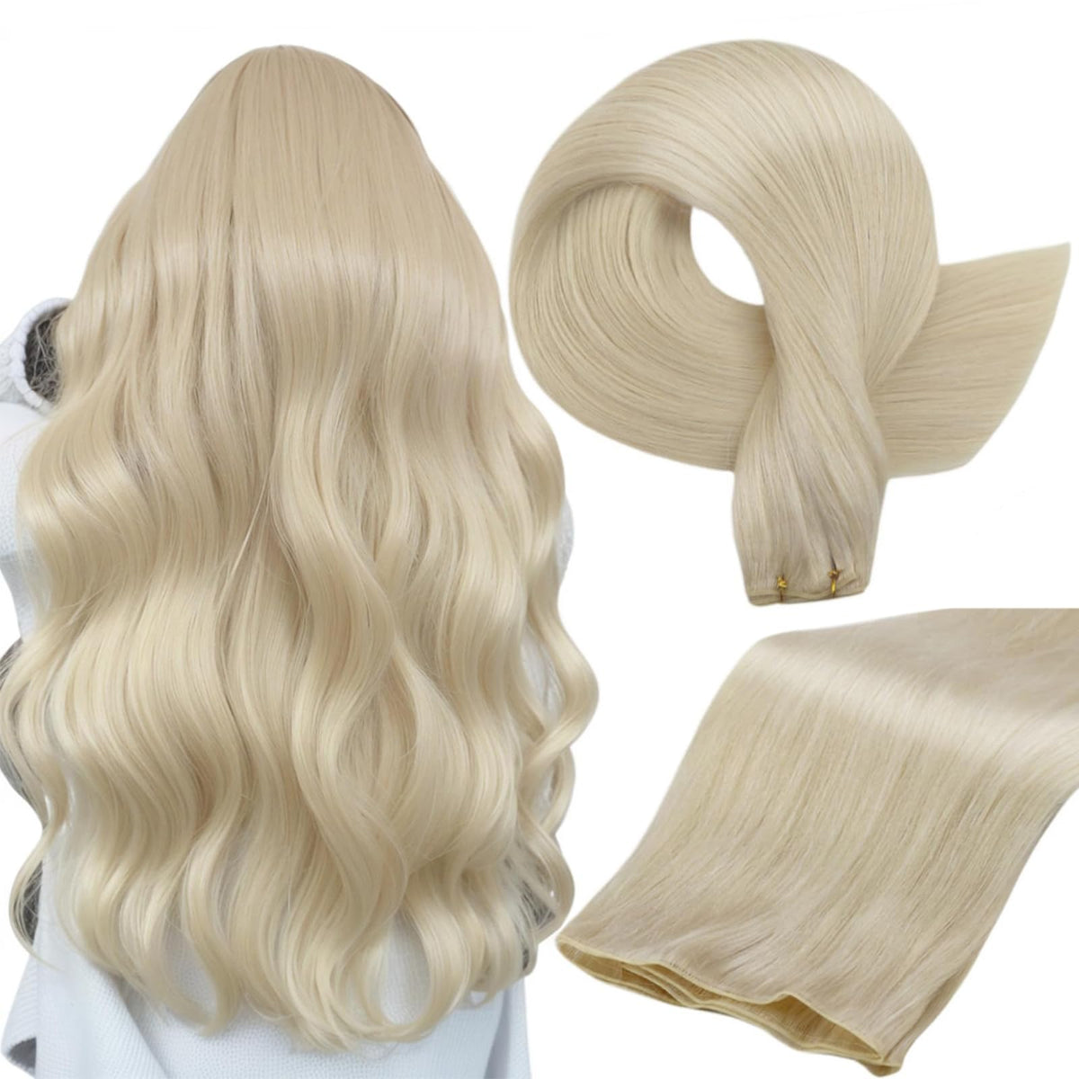 Full Shine Genius Weft Hair Extensions blonde 20 inch front view