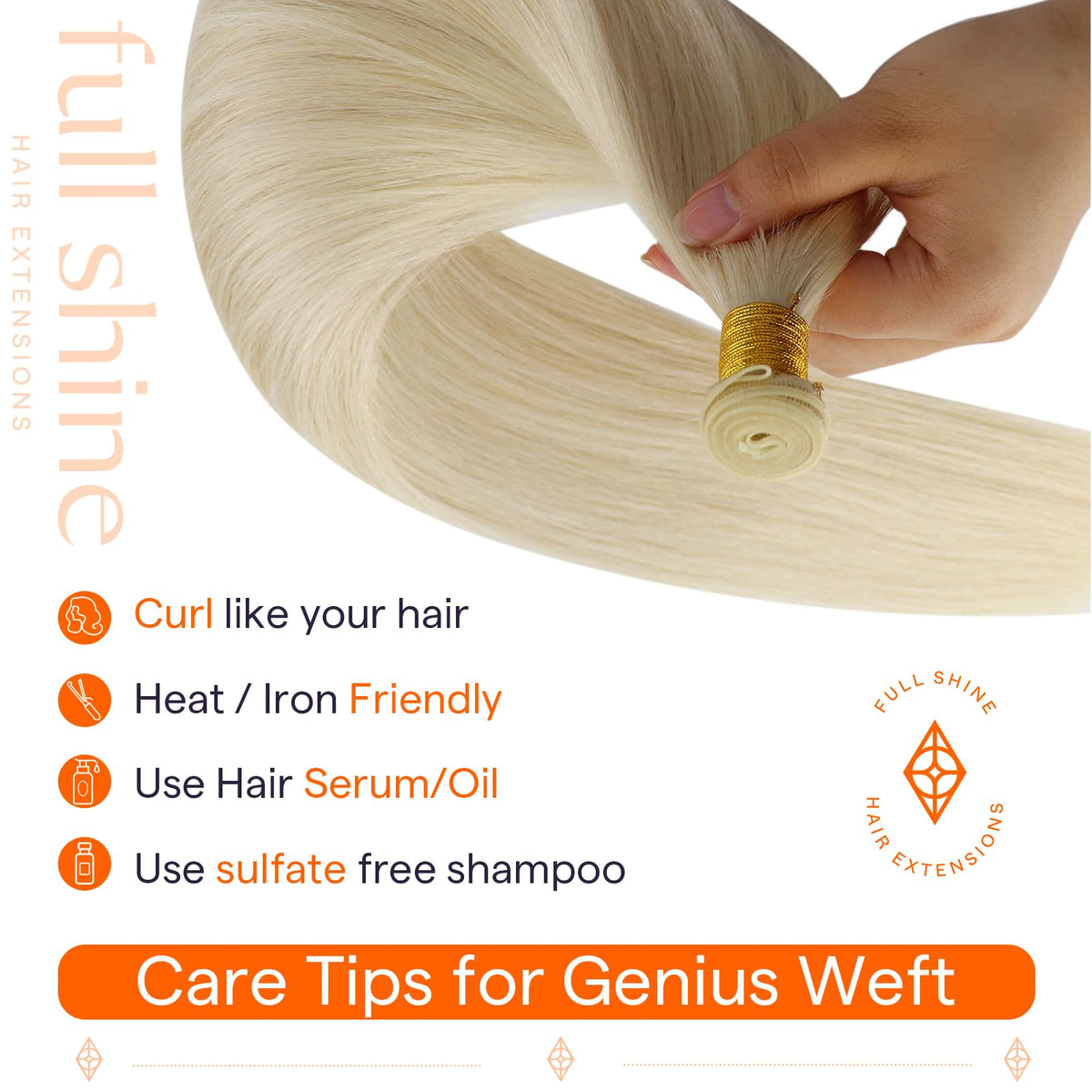 Full Shine Genius Weft Hair Extensions in natural light