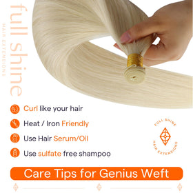 Full Shine Genius Weft Hair Extensions in natural light