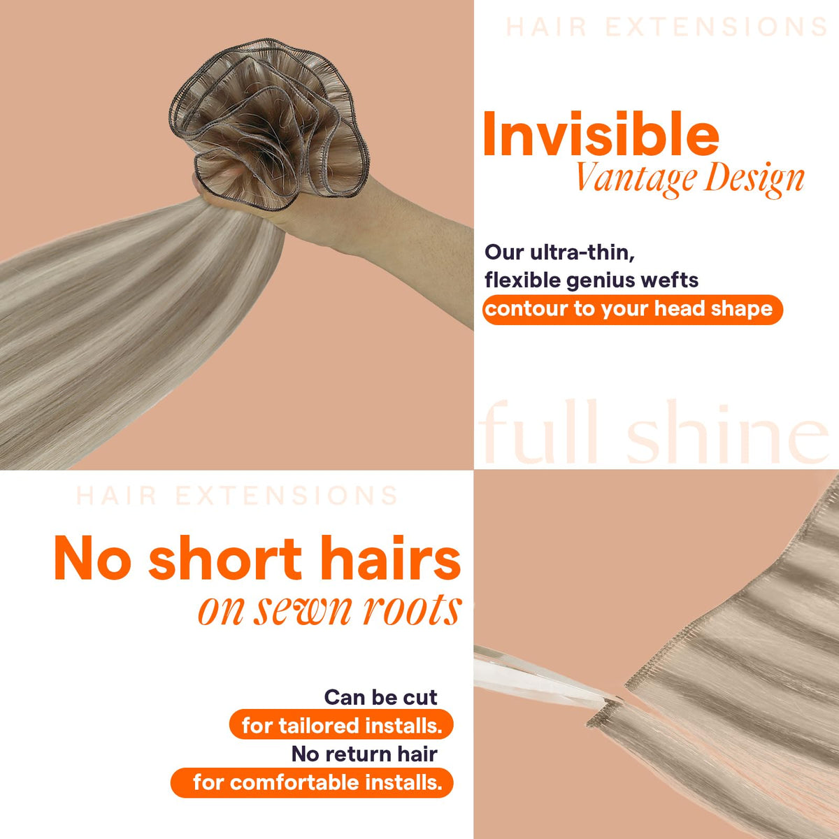 Full Shine Genius Weft Hair Extensions in various colours