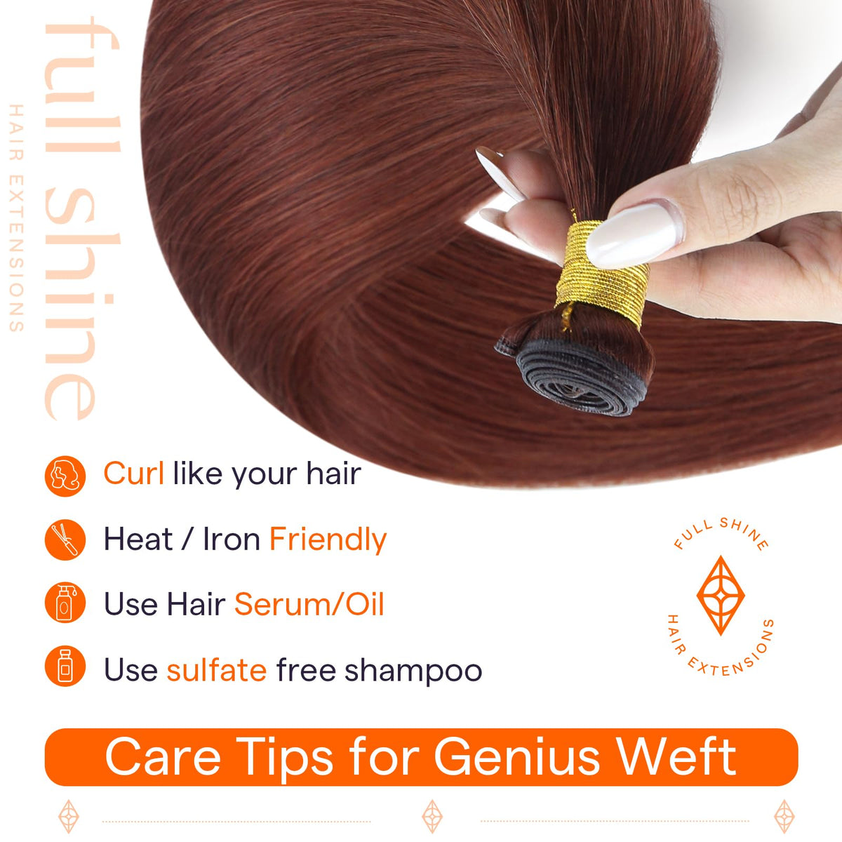 Full Shine Genius Weft Hair Extensions showing styling versatility