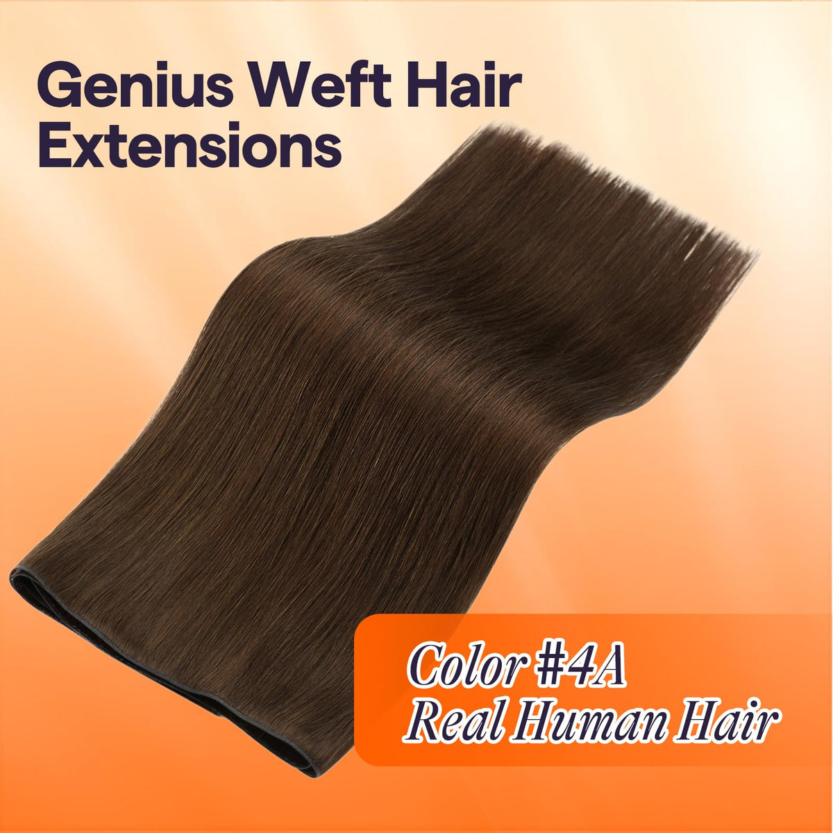 Full Shine Genius Weft Hair Extensions Warm Chestnut Brown side view