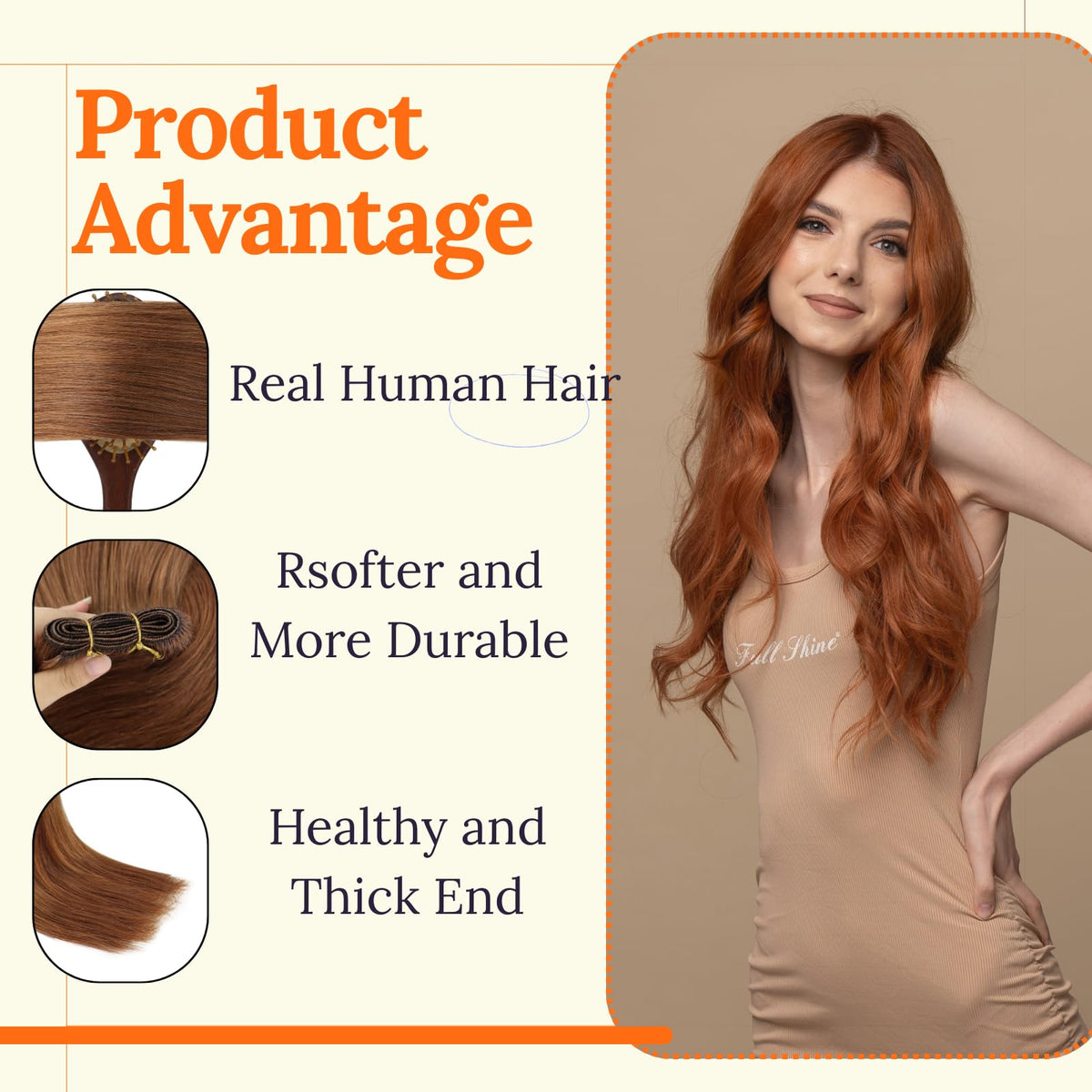 Full Shine hair extensions displayed in various colour options