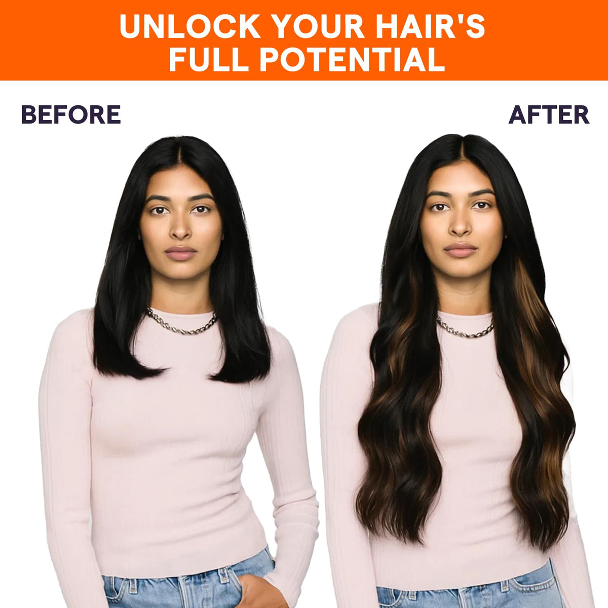 Full Shine Hair Extensions displayed in various colour options