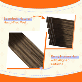 Full Shine Hair Extensions displayed with natural hair for comparison