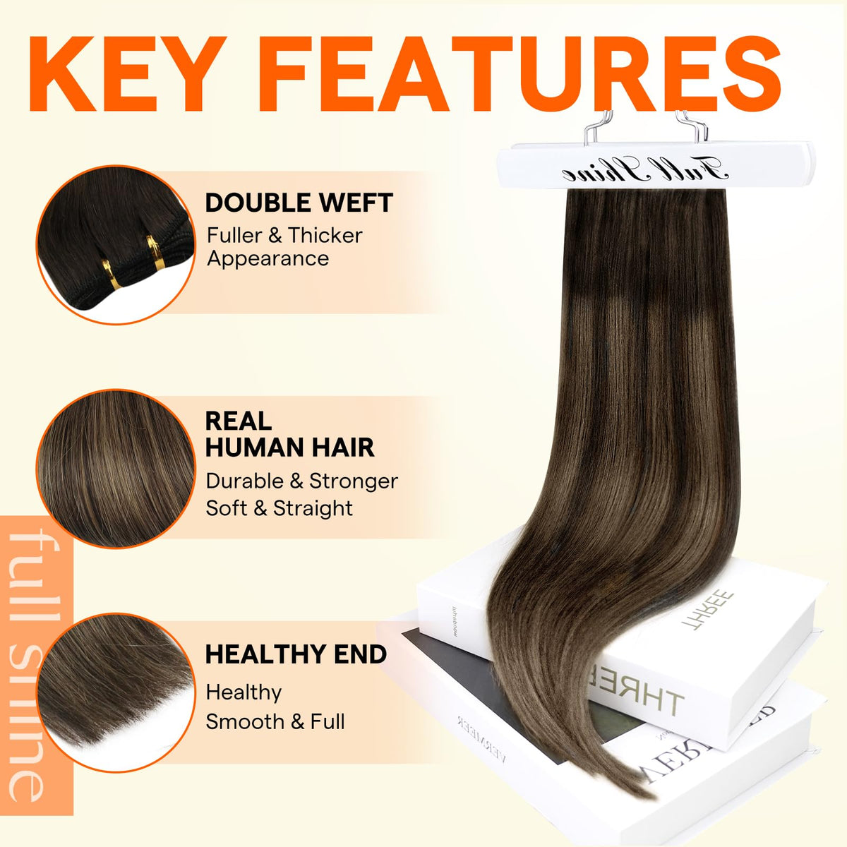 Full Shine Hair Extensions packaging with care instructions