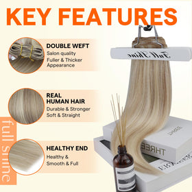 Full Shine hair extensions showing double weft design