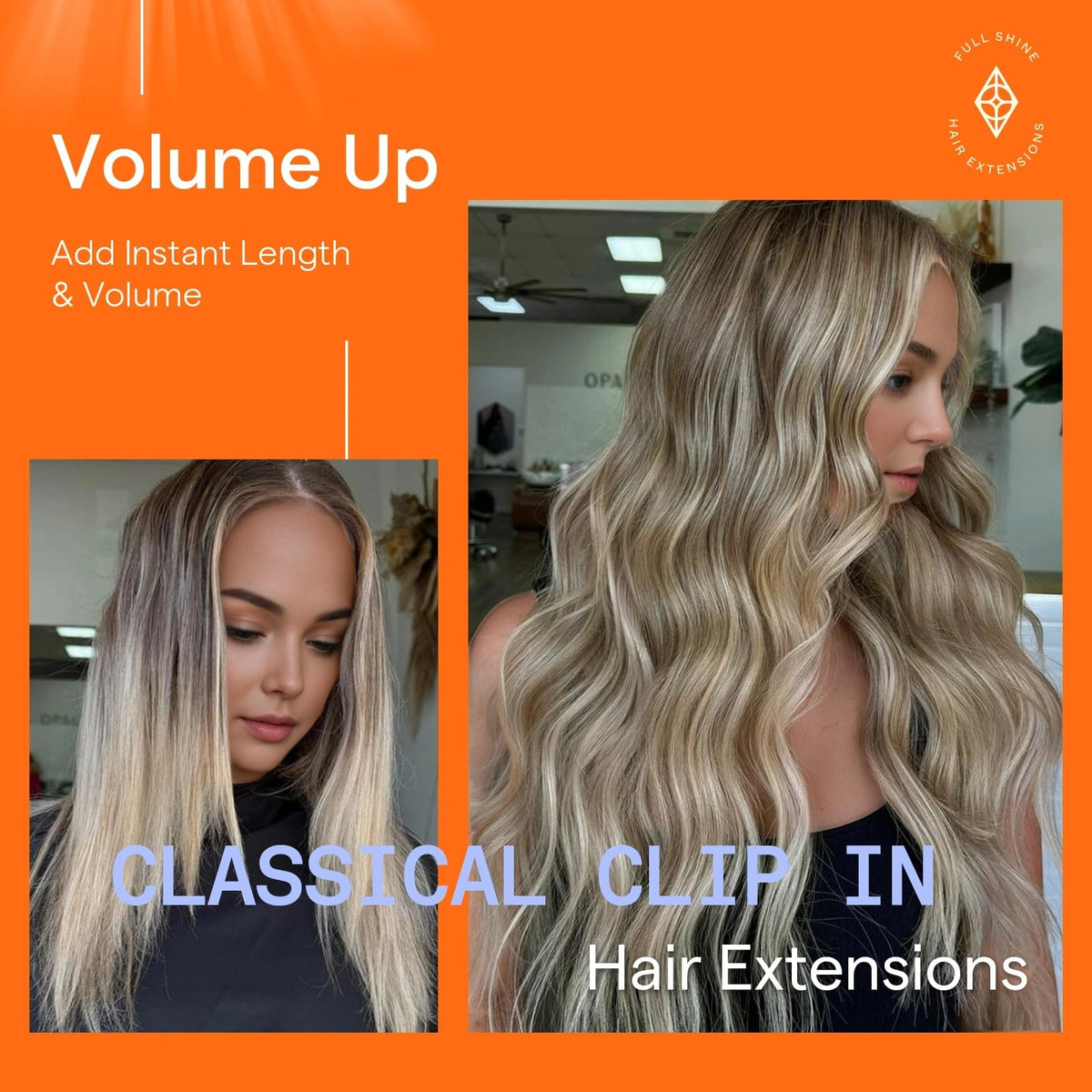 Full Shine Hair Extensions showing double weft design