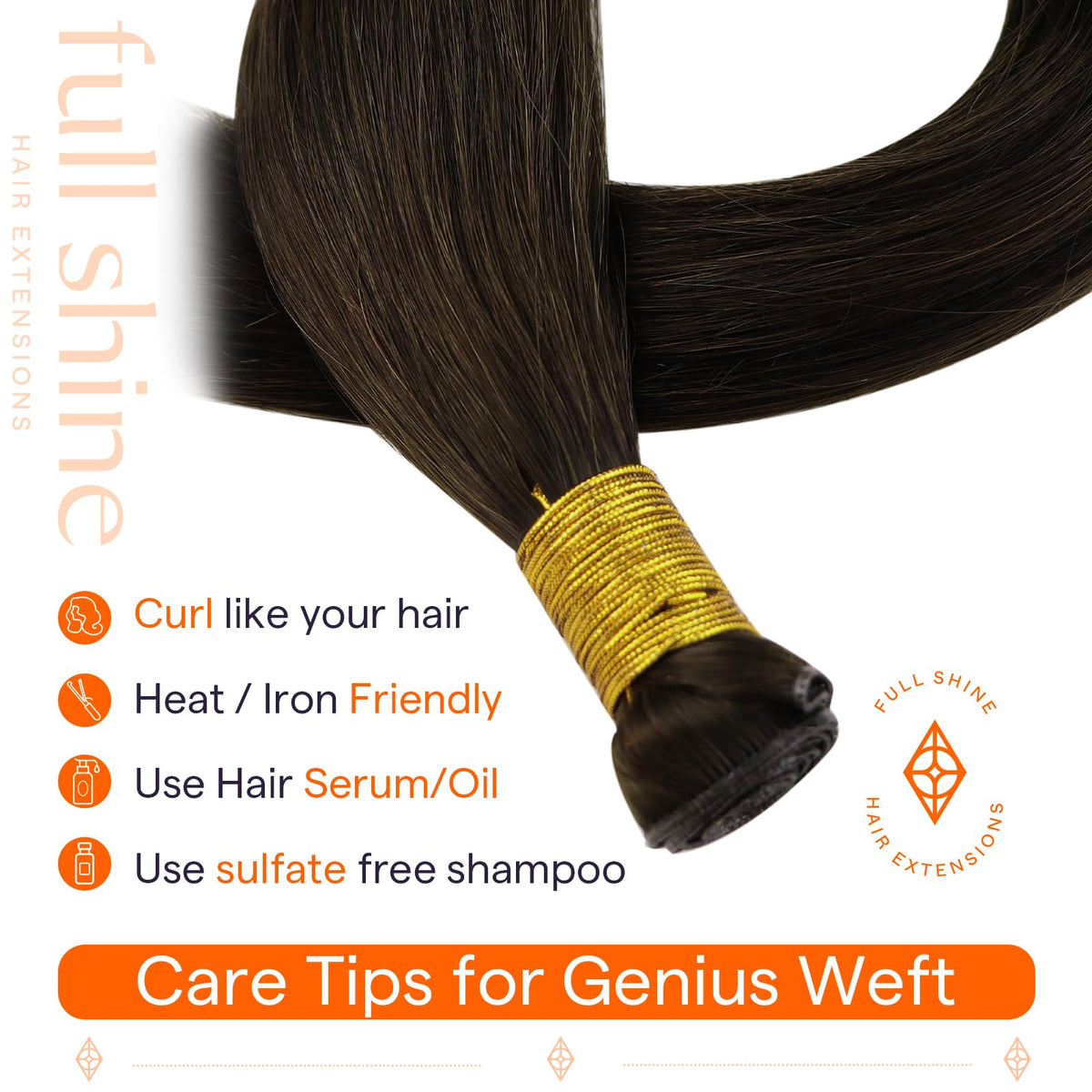 Full Shine Hair Extensions showing various colour options