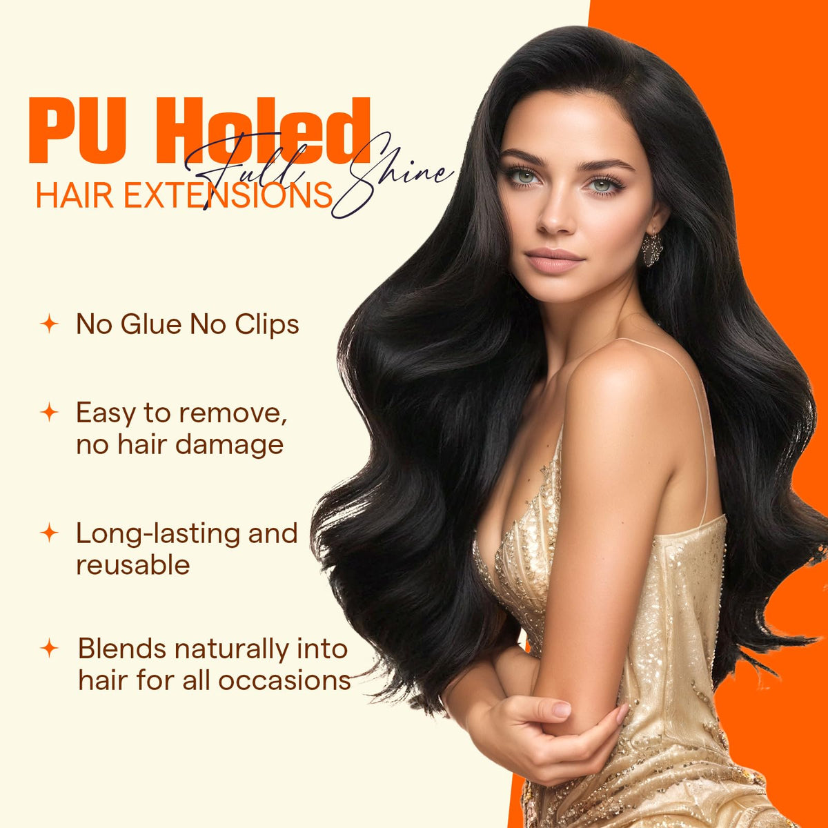 Full Shine Hair Extensions showing versatility in styling
