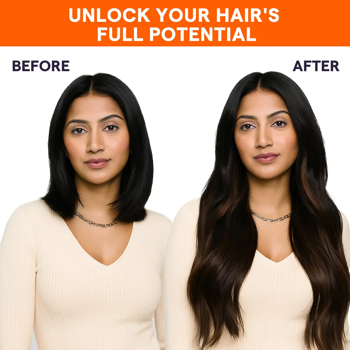 Full Shine Hair Extensions styled in a loose ponytail