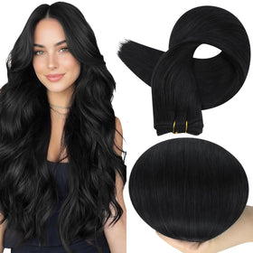 Full Shine Hair Extensions Weft Off Black 24 Inch front view