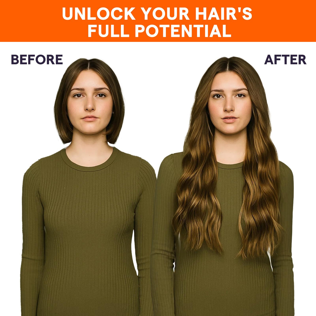 Full Shine Hair Weft Extensions styled in a ponytail