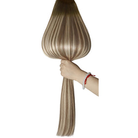 Full Shine Hand Tied Weft Hair Extensions 24 Inch in use during styling