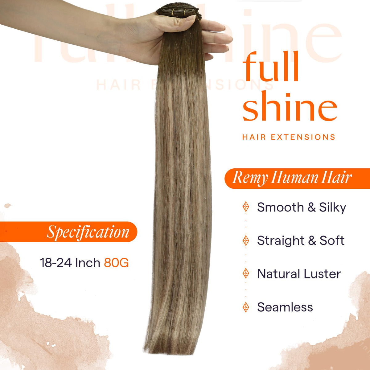 Full Shine Hand Tied Weft Hair Extensions 24 Inch packaging