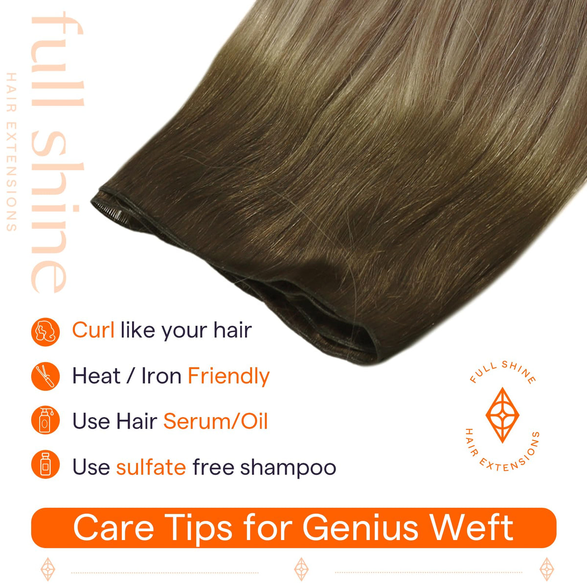Full Shine Hand Tied Weft Hair Extensions 24 Inch texture detail