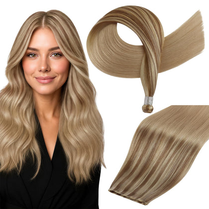 Full Shine Hand Tied Weft Human Hair Extensions 22 Inch front view