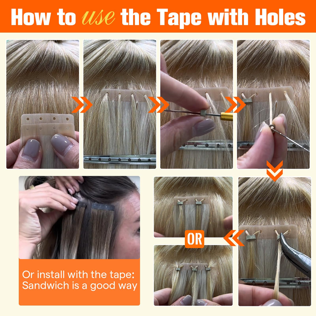Full Shine Holed Tape in Hair Extensions styled in a casual look