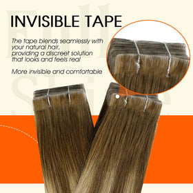 Full Shine Honey Brown Tape in Hair Extensions packaging