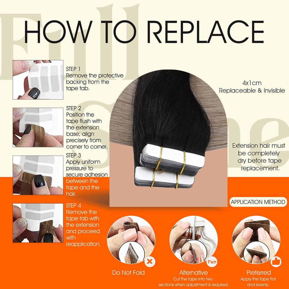 Full Shine Human Hair Tape In Extensions showing natural blend