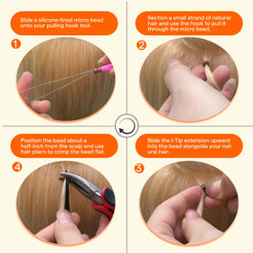 Full Shine I Tip Human Hair Extensions in different lighting