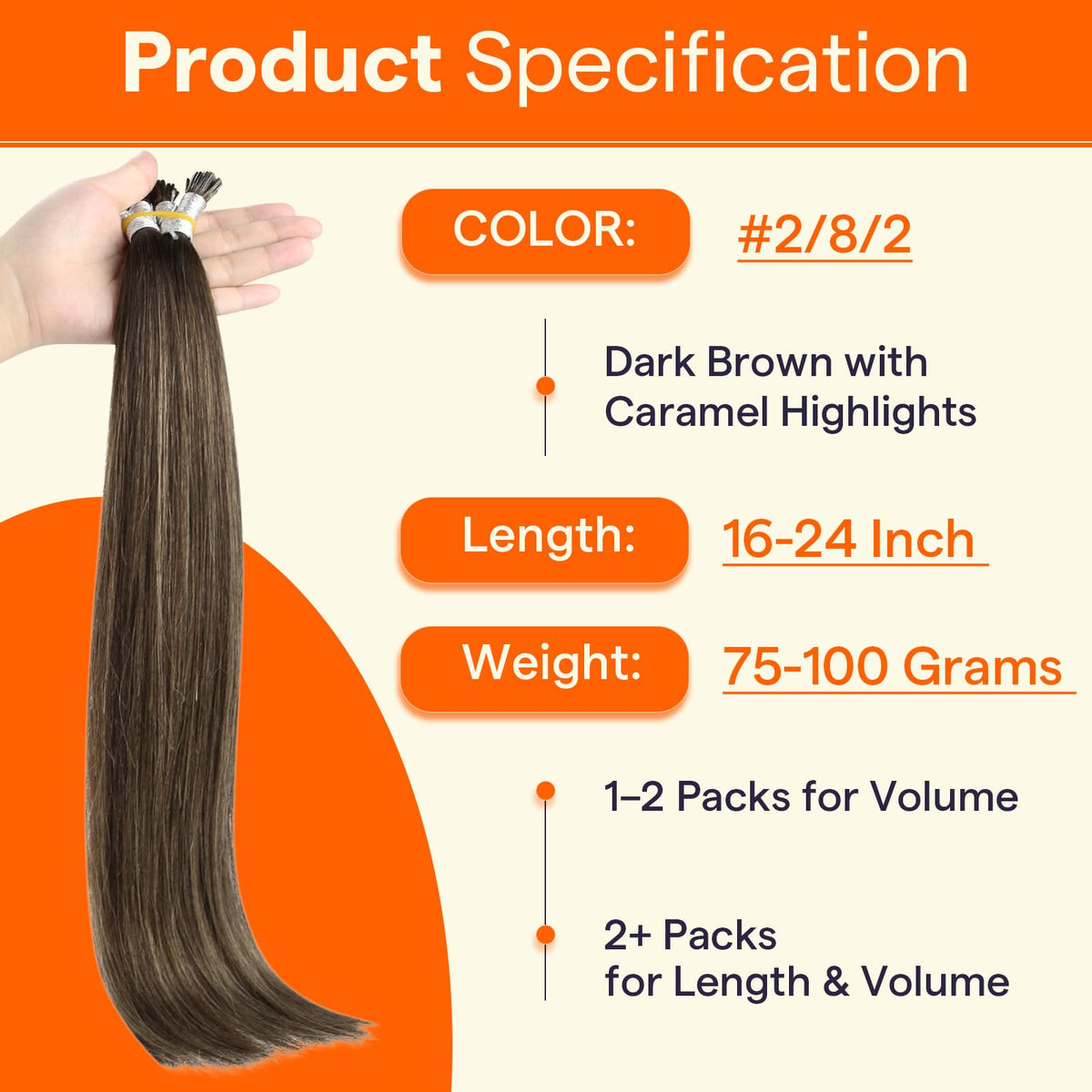 Full Shine I Tip Human Hair Extensions in packaging