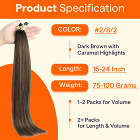 Full Shine I Tip Human Hair Extensions in packaging