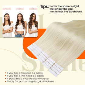 Full Shine Invisible Tape in Hair Extensions displayed on a mannequin