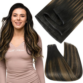 Full Shine Invisible Weft Hair Extensions 16 Inch front view