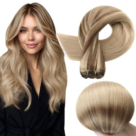 Full Shine Invisible Weft Hair Extensions front view