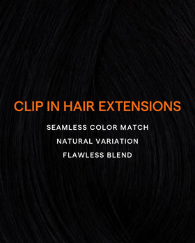Full Shine Jet Black Hair Extensions laid flat for display