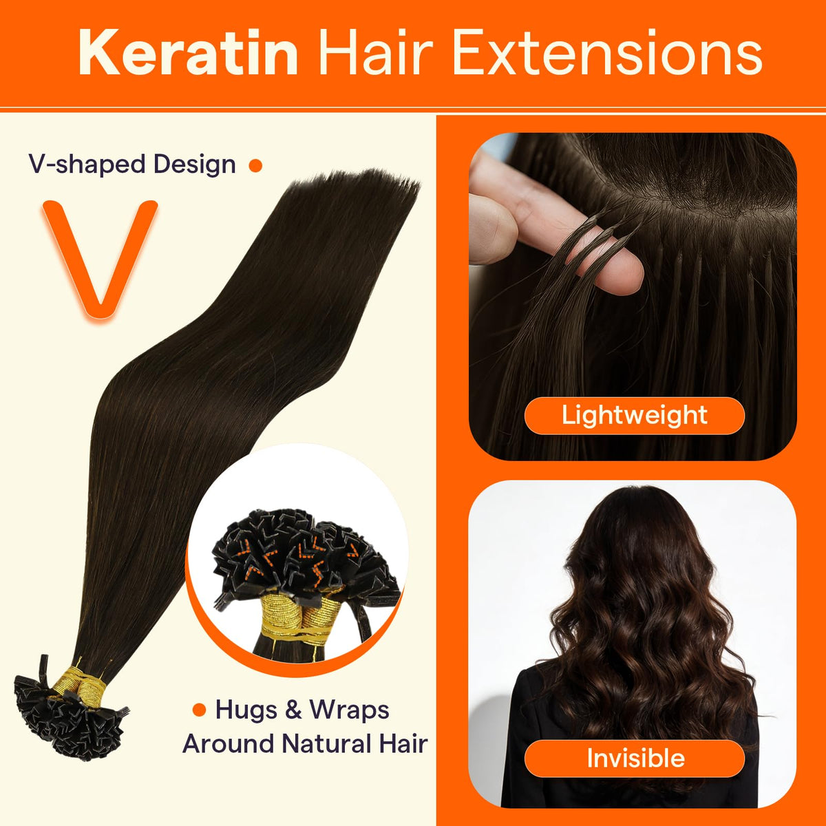 Full Shine Ktip Human Hair Extensions packaging