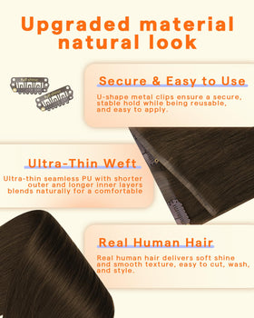 Full Shine Medium Brown Clip-In Hair Extensions close-up of weft