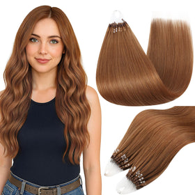 Full Shine Micro Bead Hair Extensions 20 Inch Ginger front view